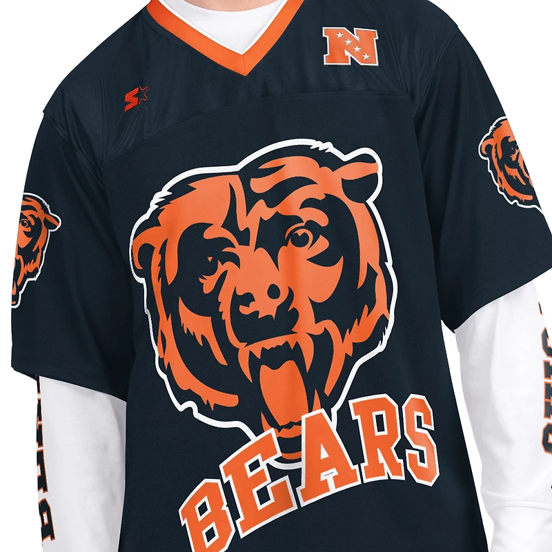 Men's Starter Navy/White Chicago Bears Short Sleeve & Long T-Shirt Combo Pack
