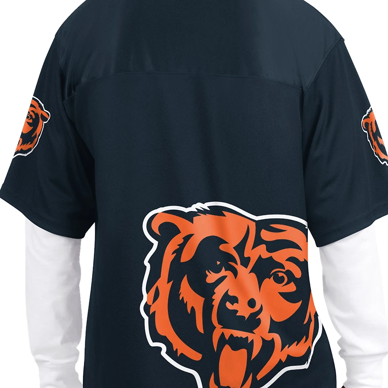 Men's Starter Navy/White Chicago Bears Short Sleeve & Long T-Shirt Combo Pack