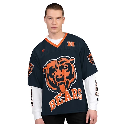 Men's Starter Navy/White Chicago Bears Short Sleeve & Long T-Shirt Combo Pack