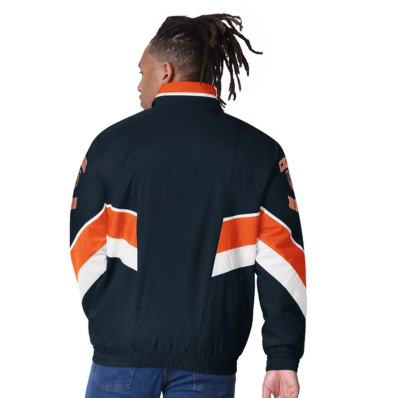 Veste universitaire en satin Captain Starter Navy Chicago Bears pour homme