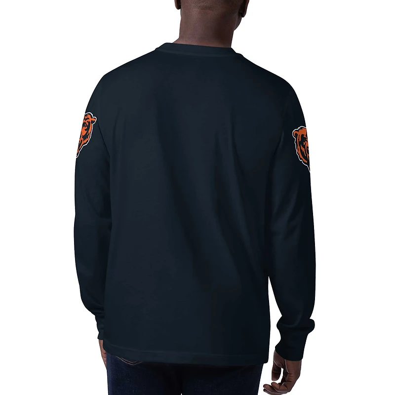 T-shirt à manches longues pour hommes Starter Navy Chicago Bears Clutch Hit