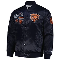 Veste universitaire exclusive en satin bleu marine Starter Chicago Bears pour homme