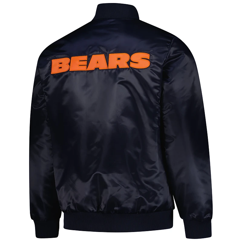 Veste universitaire exclusive en satin bleu marine Starter Chicago Bears pour homme