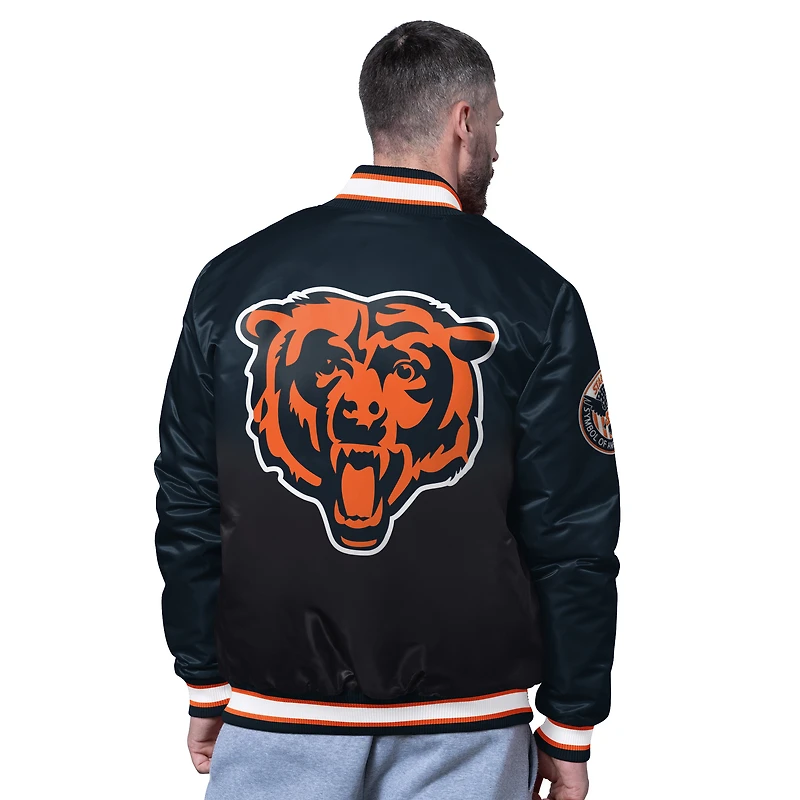 Veste universitaire à boutons-pression pour homme, bleu marine, des Chicago Bears, Pass Rush