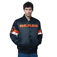 Men's Starter Navy Chicago Bears Triple Option Satin Varsity Full-Snap Jacket