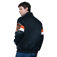Men's Starter Navy Chicago Bears Triple Option Satin Varsity Full-Snap Jacket