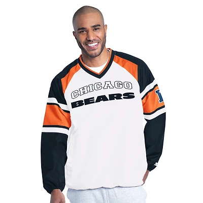 Men's Starter  White Chicago Bears Infield Play Raglan V-Neck Pullover Jacket