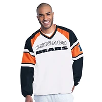 Men's Starter  White Chicago Bears Infield Play Raglan V-Neck Pullover Jacket