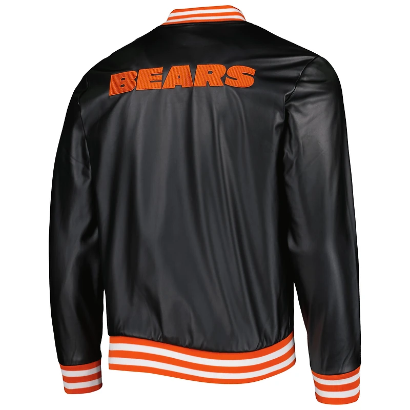 Men's The Wild Collective Black Chicago Bears Metallic Bomber Full-Snap Jacket