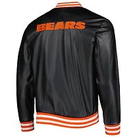 Men's The Wild Collective Black Chicago Bears Metallic Bomber Full-Snap Jacket