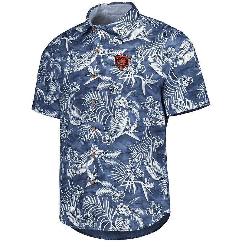Chemise Tommy Bahama Navy Chicago Bears Aqua Lush entièrement boutonnée pour homme