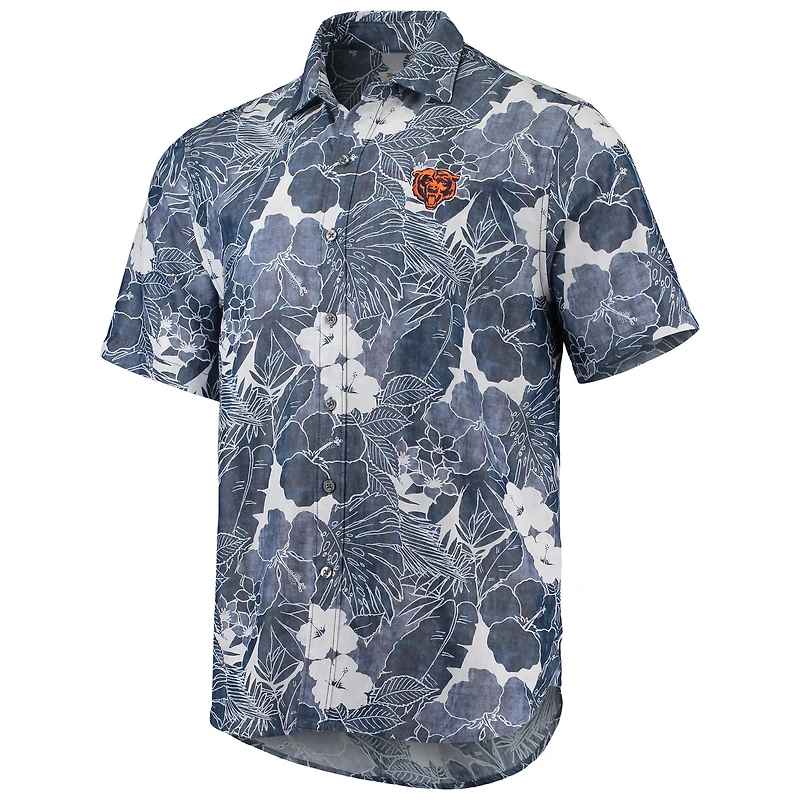 Chemise boutonnée Tommy Bahama Navy Chicago Bears Coconut Point Playa Floral IslandZone pour hommes