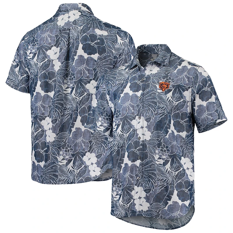 Chemise boutonnée Tommy Bahama Navy Chicago Bears Coconut Point Playa Floral IslandZone pour hommes