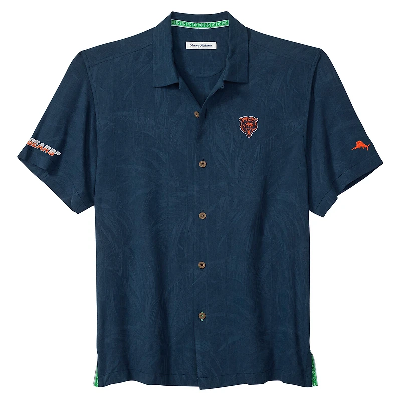 Chemise boutonnée Tommy Bahama bleu marine Chicago Bears Endzone Paradise COOLMAX pour homme