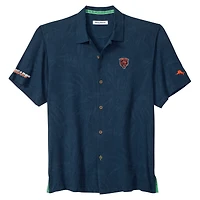 Chemise boutonnée Tommy Bahama bleu marine Chicago Bears Endzone Paradise COOLMAX pour homme