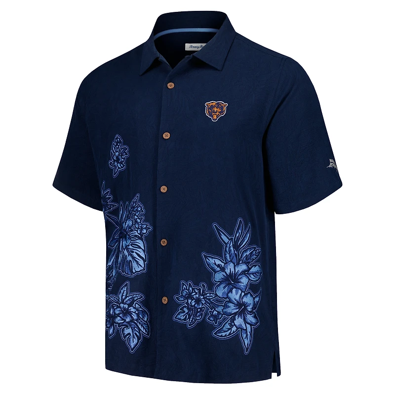 Chemise boutonnée Tommy Bahama pour hommes, bleu marine, Chicago Bears, Hibiscus Camp