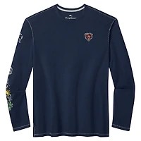 T-shirt à manches longues Tommy Bahama bleu marine Chicago Bears Oasis Endzone Lux pour homme