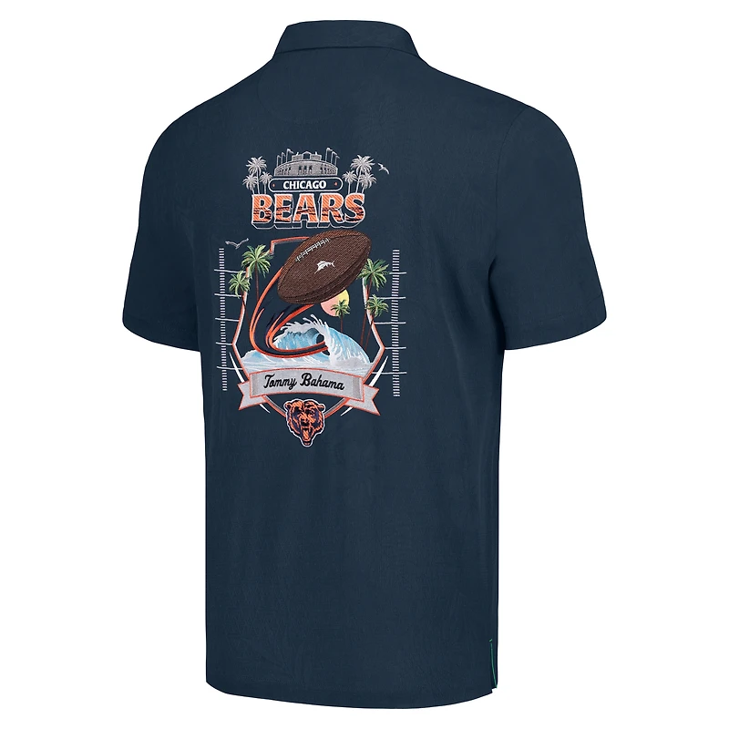 Chemise boutonnée Tommy Bahama pour hommes, bleu marine, Chicago Bears, Tidal Kickoff Camp