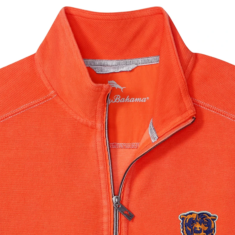 Pull Tommy Bahama orange Chicago Bears Sport Tobago à demi-zip pour homme