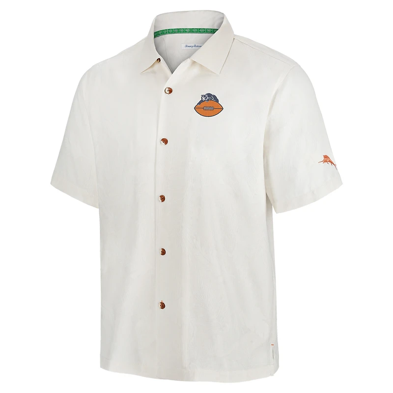 Chemise boutonnée rétro blanche pour homme Tommy Bahama Chicago Bears Coconut Matchup Camp