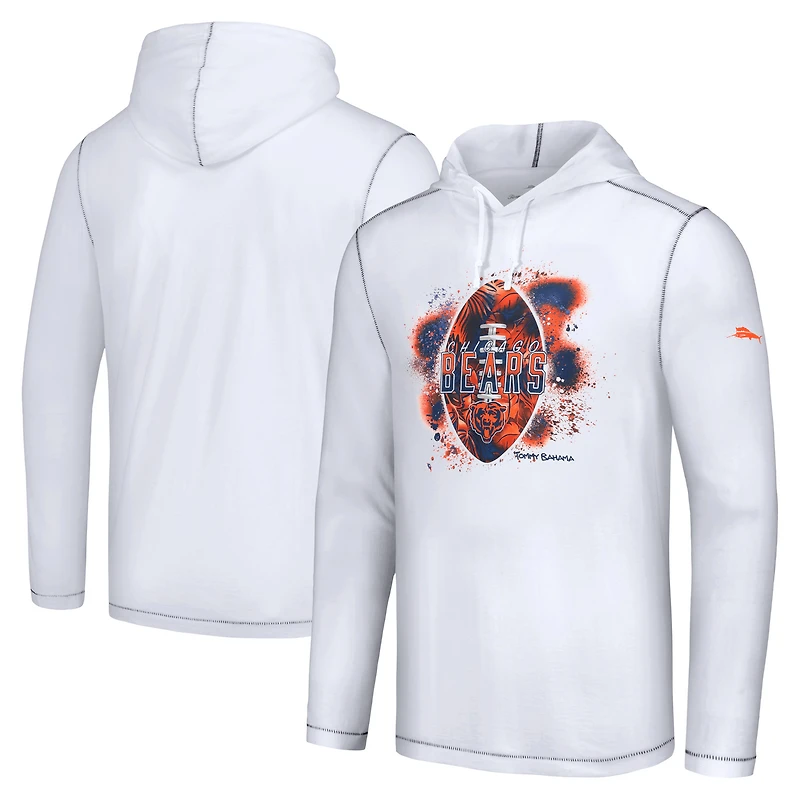 Sweat à capuche blanc Tommy Bahama pour hommes des Chicago Bears Graffiti Touchdown