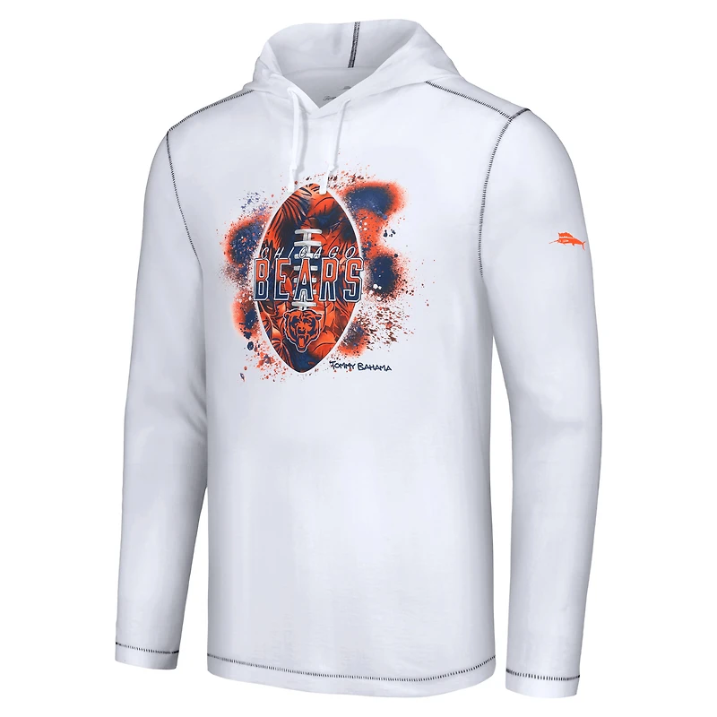 Sweat à capuche blanc Tommy Bahama pour hommes des Chicago Bears Graffiti Touchdown