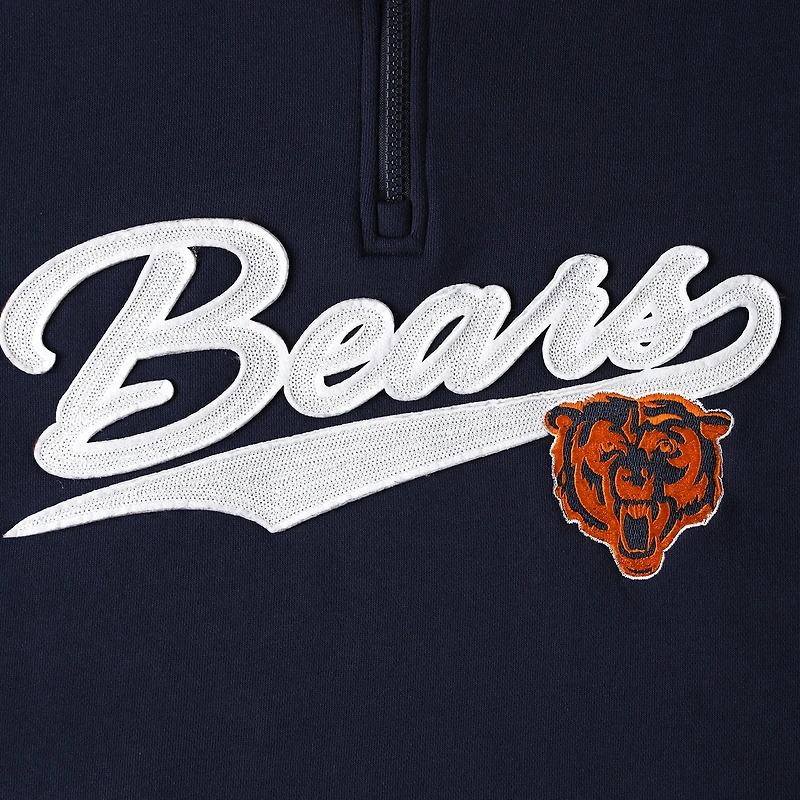Men's Tommy Hilfiger Navy/Orange Chicago Bears Aiden Quarter-Zip Sweatshirt