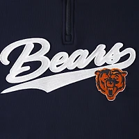 Men's Tommy Hilfiger Navy/Orange Chicago Bears Aiden Quarter-Zip Sweatshirt
