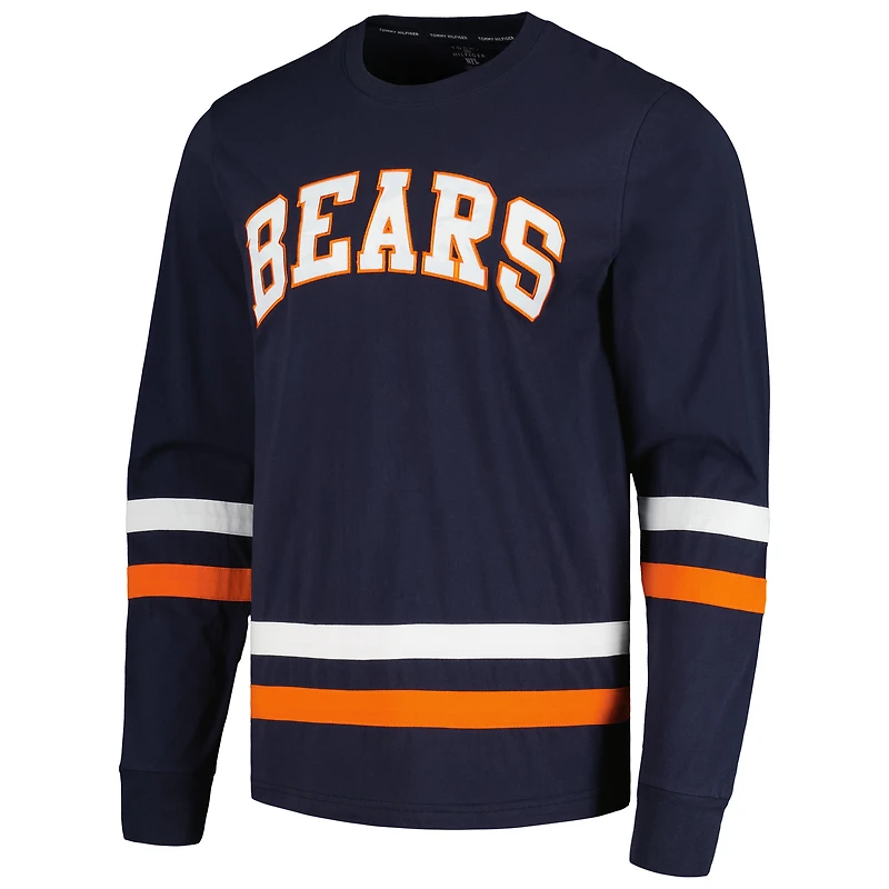 Men's Tommy Hilfiger Navy/Orange Chicago Bears Nolan Long Sleeve T-Shirt