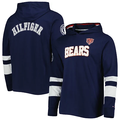 T-shirt à capuche manches longues Tommy Hilfiger pour homme Chicago Bears Alex bleu marine/blanc