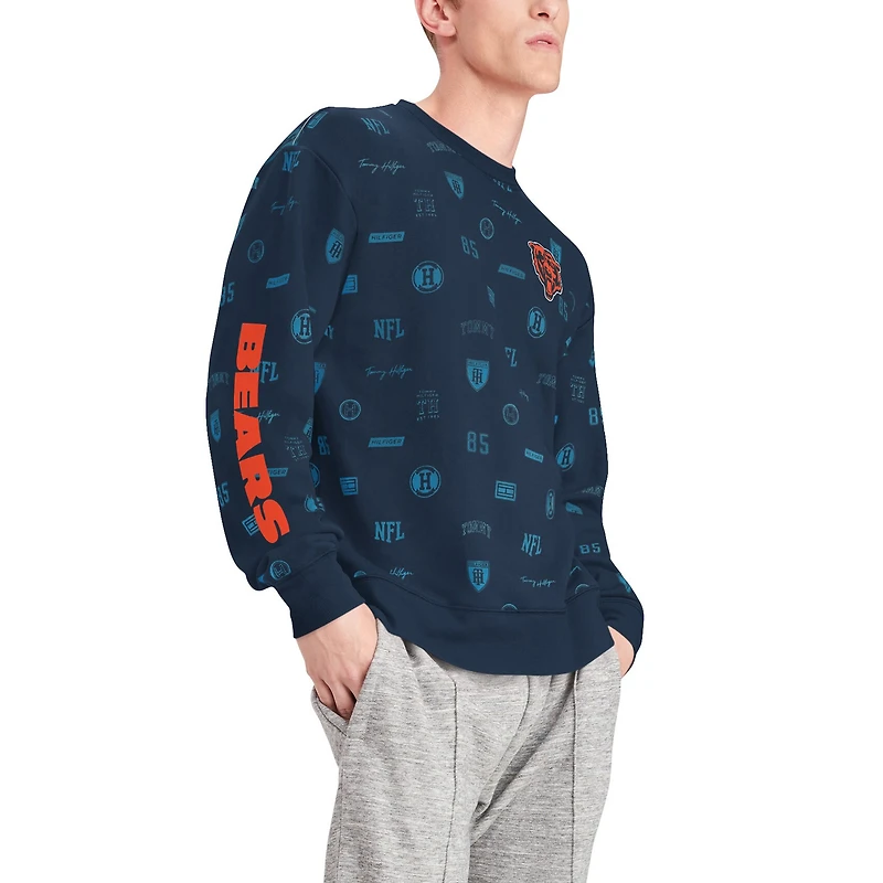 Men's Tommy Hilfiger Navy Chicago Bears Reid Graphic - Pullover Sweatshirt