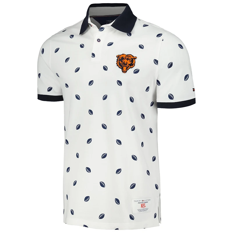 Polo Tommy Hilfiger blanc Chicago Bears Bryce piqué pour hommes