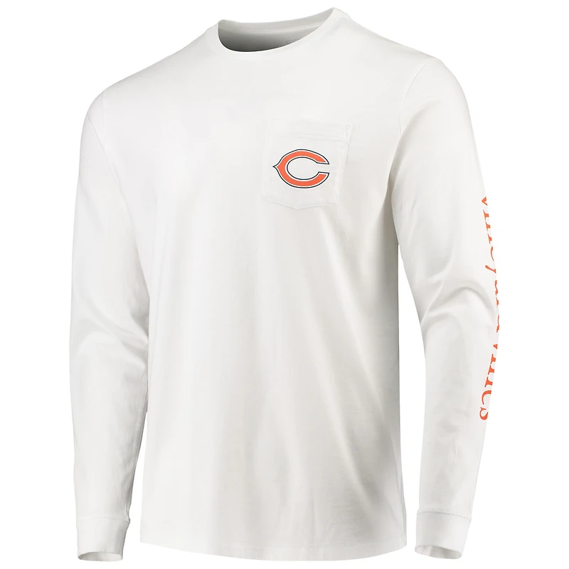 T-shirt à manches longues avec casque de baleine des Chicago Bears Vineyard Vines pour homme, blanc