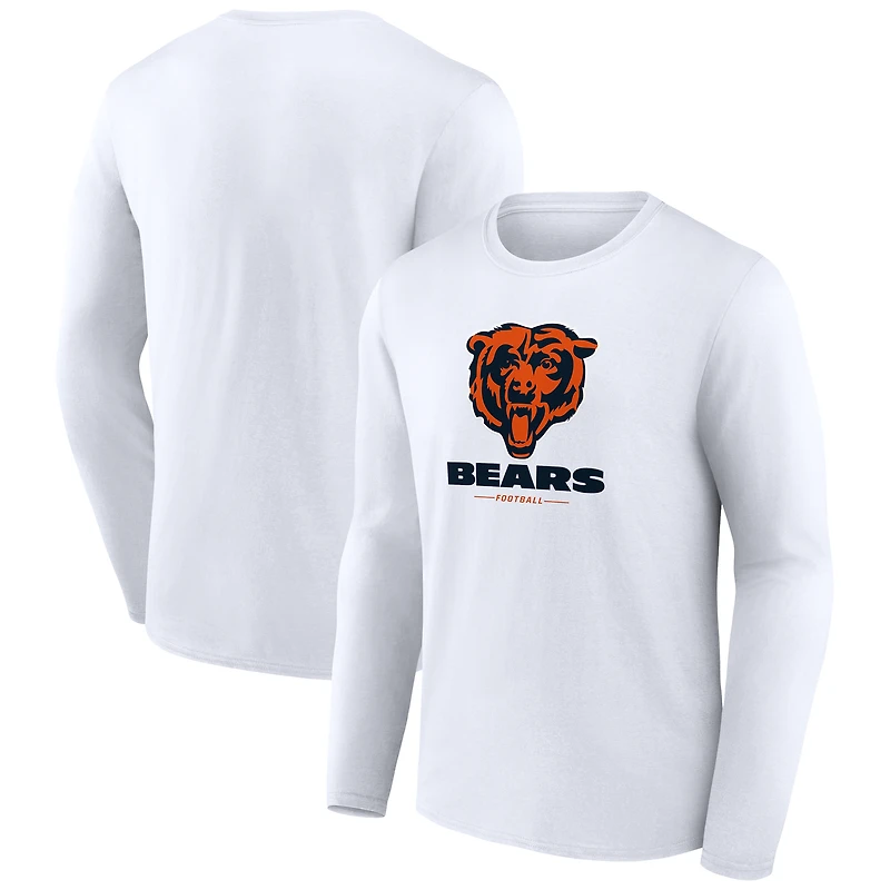Men's  White Chicago Bears Team Lockup Long Sleeve T-Shirt