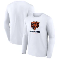 Men's  White Chicago Bears Team Lockup Long Sleeve T-Shirt