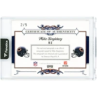 Carte autographiée de Mike Singletary (Chicago Bears) des séries éliminatoires de 2008, collection National Treasures, avec écussons signature, logo NFL et inscription « Samurai Mike ». Numéro 81, numéro 2/5.