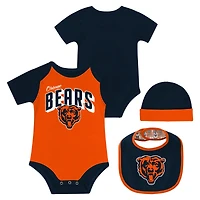 Ensemble body, bavoir et bonnet en tricot pour nouveau-né bébé Chicago Bears Dynamic Duo