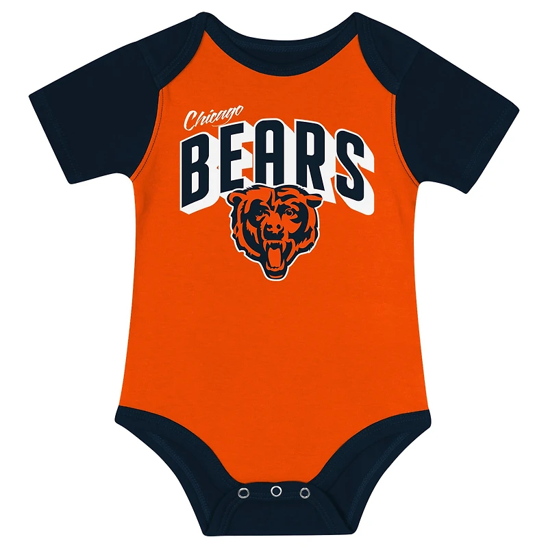 Ensemble body, bavoir et bonnet en tricot pour nouveau-né bébé Chicago Bears Dynamic Duo