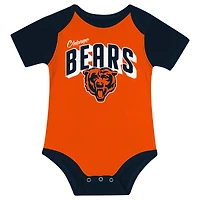 Ensemble body, bavoir et bonnet en tricot pour nouveau-né bébé Chicago Bears Dynamic Duo