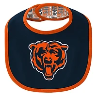 Ensemble body, bavoir et bonnet en tricot pour nouveau-né bébé Chicago Bears Dynamic Duo