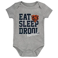 Newborn & Infant Orange/Navy/Heather Gray Chicago Bears Three-Pack Eat, Sleep Drool Retro Bodysuit Set