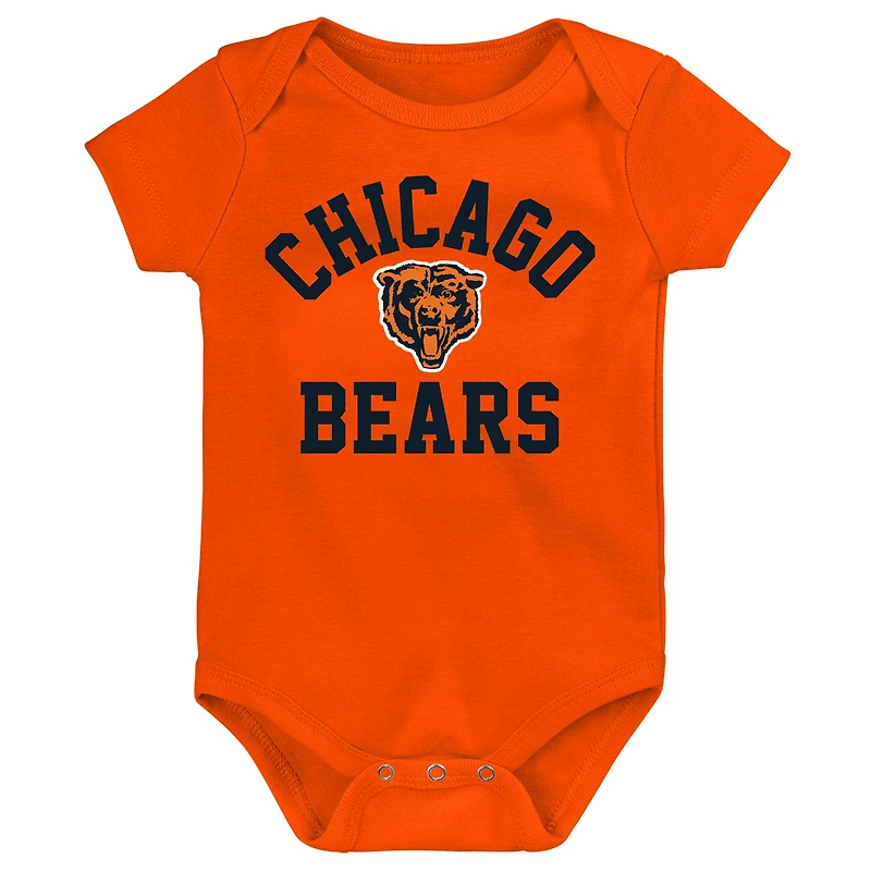 Newborn & Infant Orange/Navy/Heather Gray Chicago Bears Three-Pack Eat, Sleep Drool Retro Bodysuit Set