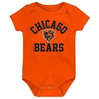 Newborn & Infant Orange/Navy/Heather Gray Chicago Bears Three-Pack Eat, Sleep Drool Retro Bodysuit Set
