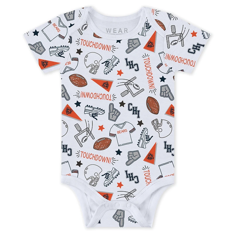 Newborn & Infant WEAR by Erin Andrews Chicago Bears Three-Piece Turn Me Around Bodysuits Pant Set
