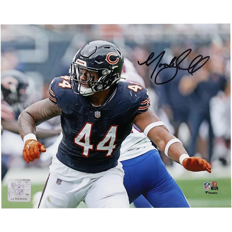 Photographie d'action horizontale autographiée de 20,3 x 25,4 cm de Noah Sewell des Chicago Bears