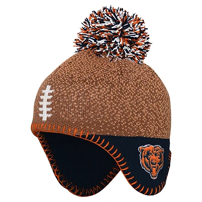 Preschool Brown Chicago Bears Football Head Knit Hat with Pom