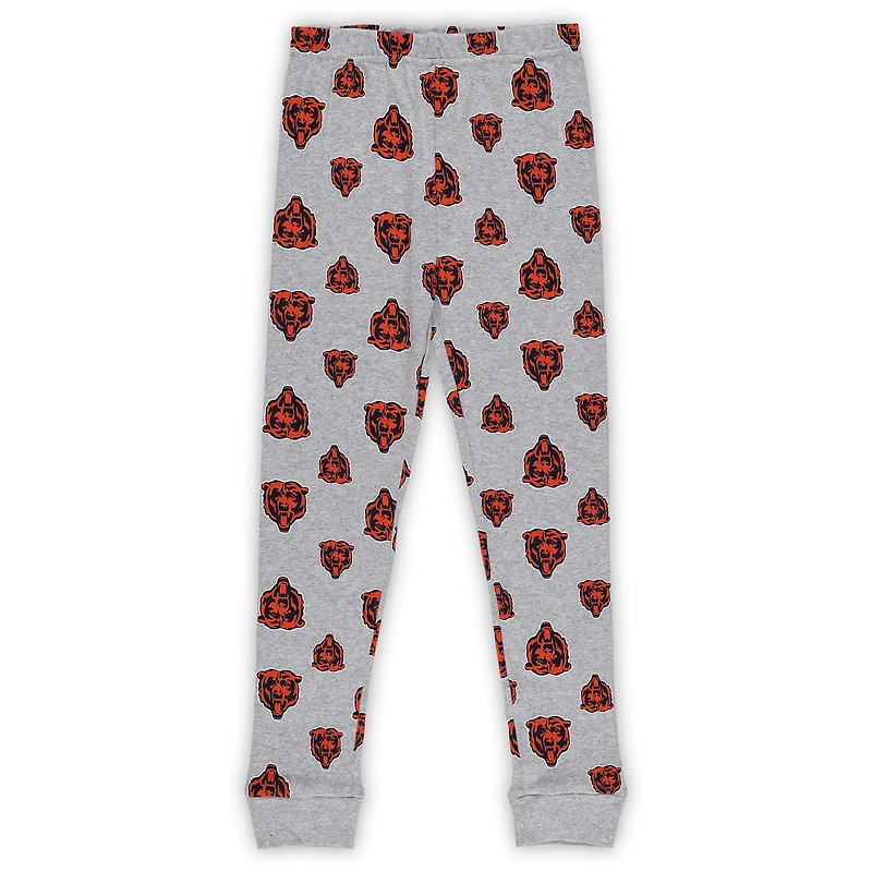 Ensemble de nuit avec t-shirt et pantalon à manches longues gris chiné pour enfants d'âge préscolaire Chicago Bears