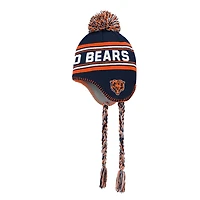 Bonnet en tricot jacquard à pompon bleu marine des Chicago Bears pour enfants d'âge préscolaire