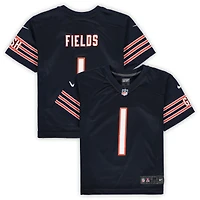 Maillot de match Nike Justin Fields des Chicago Bears, bleu marine, pour enfants d'âge préscolaire