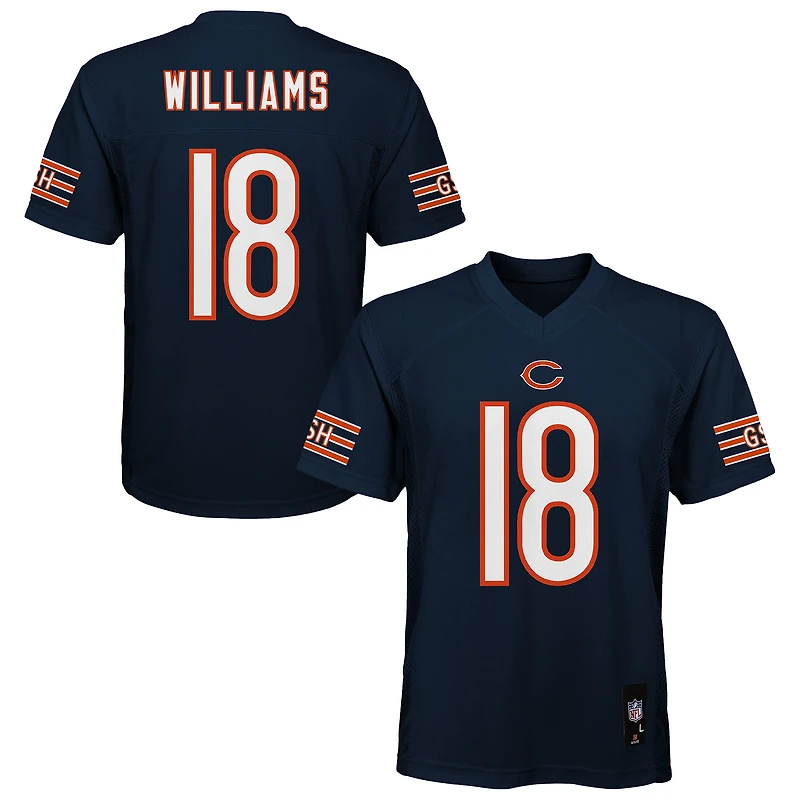 Maillot réplique bleu marine des Chicago Bears de Caleb Williams pour enfants d'âge préscolaire